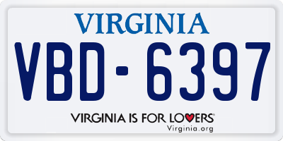 VA license plate VBD6397