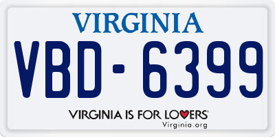 VA license plate VBD6399
