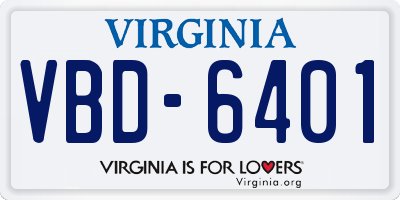 VA license plate VBD6401