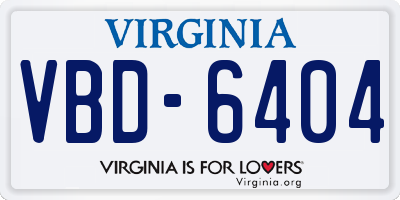 VA license plate VBD6404