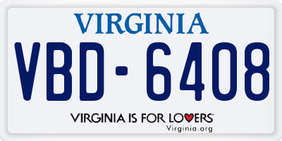 VA license plate VBD6408