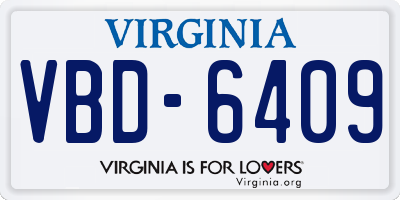VA license plate VBD6409