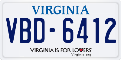 VA license plate VBD6412