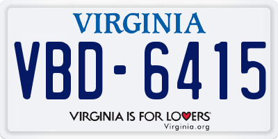 VA license plate VBD6415