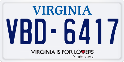 VA license plate VBD6417