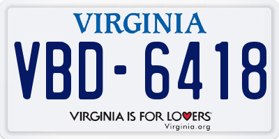 VA license plate VBD6418