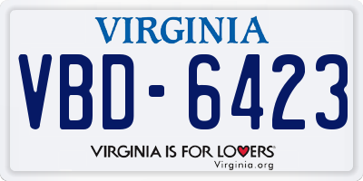 VA license plate VBD6423