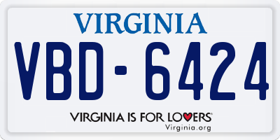 VA license plate VBD6424