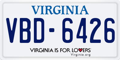 VA license plate VBD6426