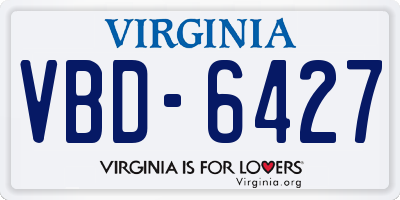 VA license plate VBD6427