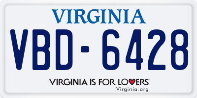 VA license plate VBD6428