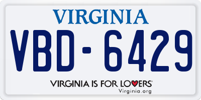 VA license plate VBD6429