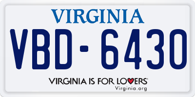 VA license plate VBD6430