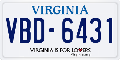 VA license plate VBD6431