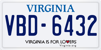 VA license plate VBD6432