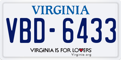 VA license plate VBD6433
