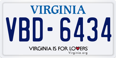 VA license plate VBD6434
