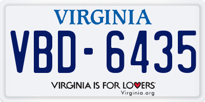 VA license plate VBD6435