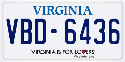 VA license plate VBD6436