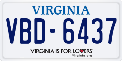 VA license plate VBD6437