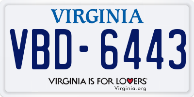 VA license plate VBD6443