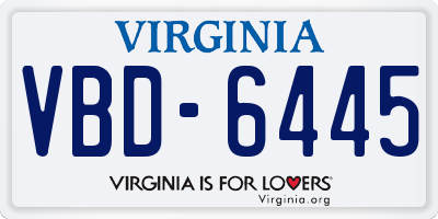 VA license plate VBD6445