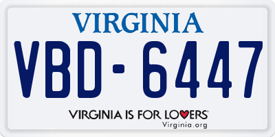 VA license plate VBD6447