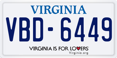 VA license plate VBD6449