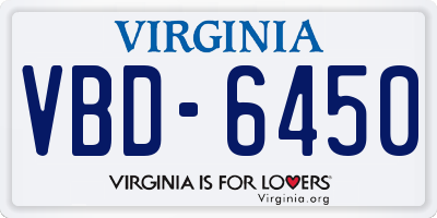 VA license plate VBD6450