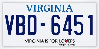 VA license plate VBD6451