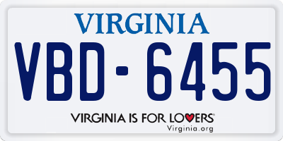 VA license plate VBD6455