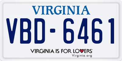 VA license plate VBD6461