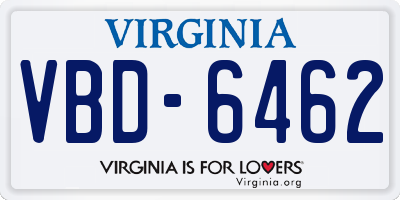 VA license plate VBD6462