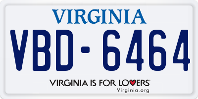 VA license plate VBD6464