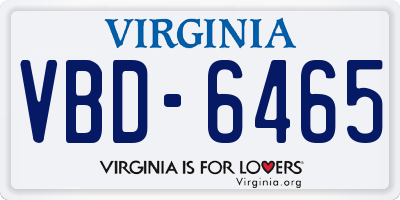 VA license plate VBD6465