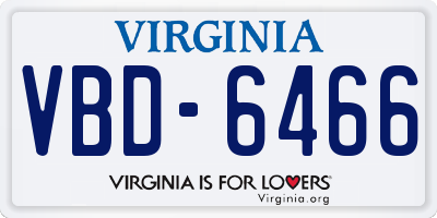 VA license plate VBD6466