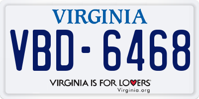VA license plate VBD6468