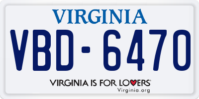 VA license plate VBD6470