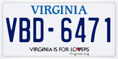 VA license plate VBD6471