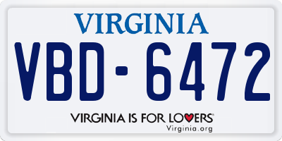 VA license plate VBD6472