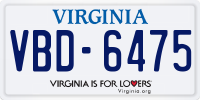 VA license plate VBD6475