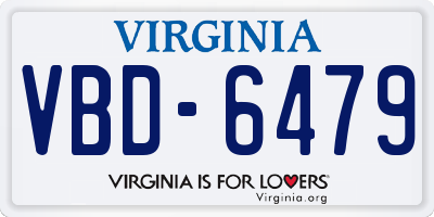 VA license plate VBD6479