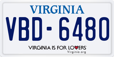 VA license plate VBD6480