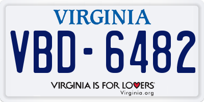 VA license plate VBD6482