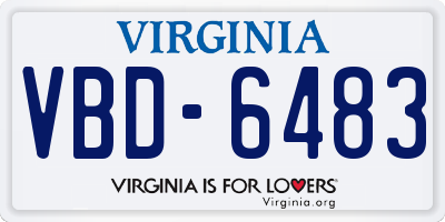 VA license plate VBD6483