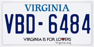 VA license plate VBD6484