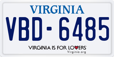 VA license plate VBD6485