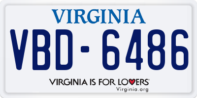VA license plate VBD6486