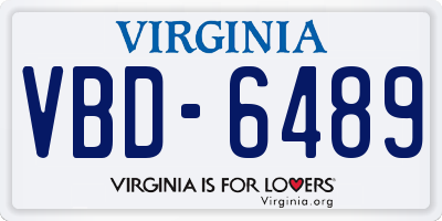 VA license plate VBD6489
