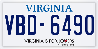 VA license plate VBD6490